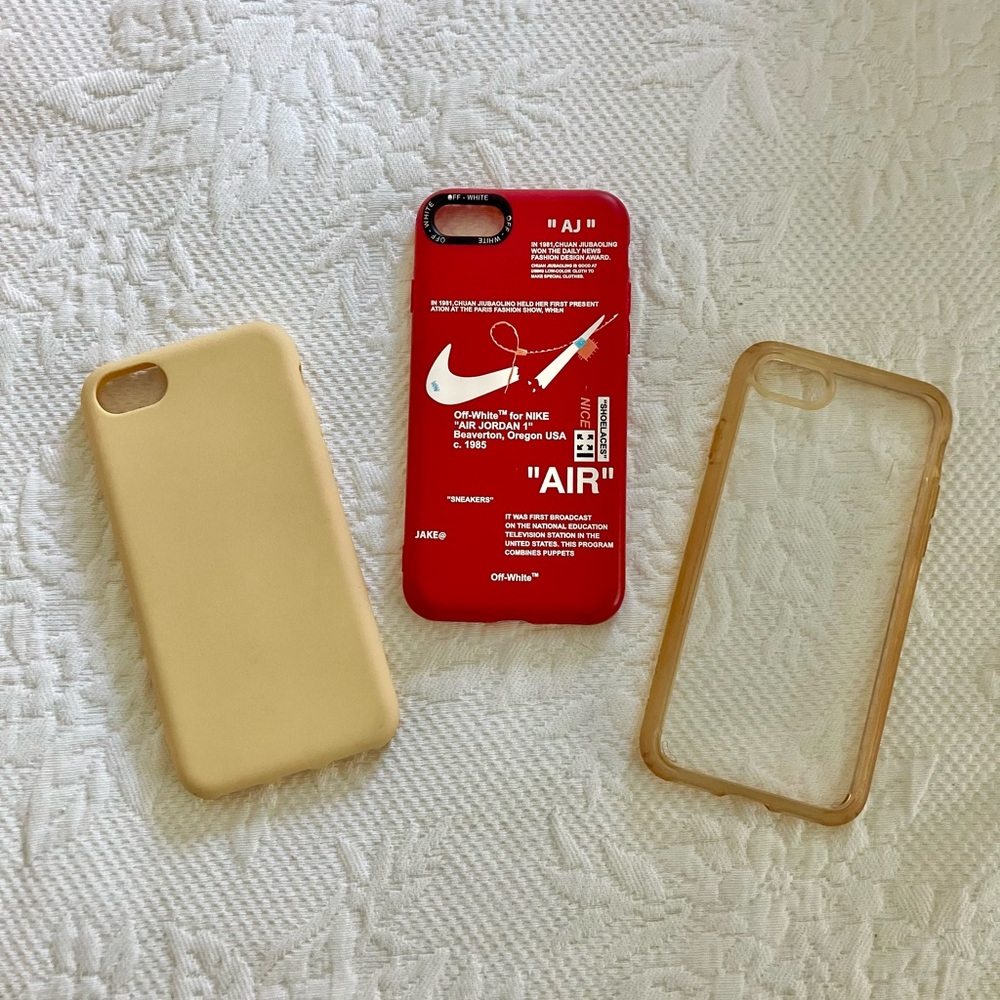 iPhone Case Set: Nike Red, Pastel Yellow, Protective Clear